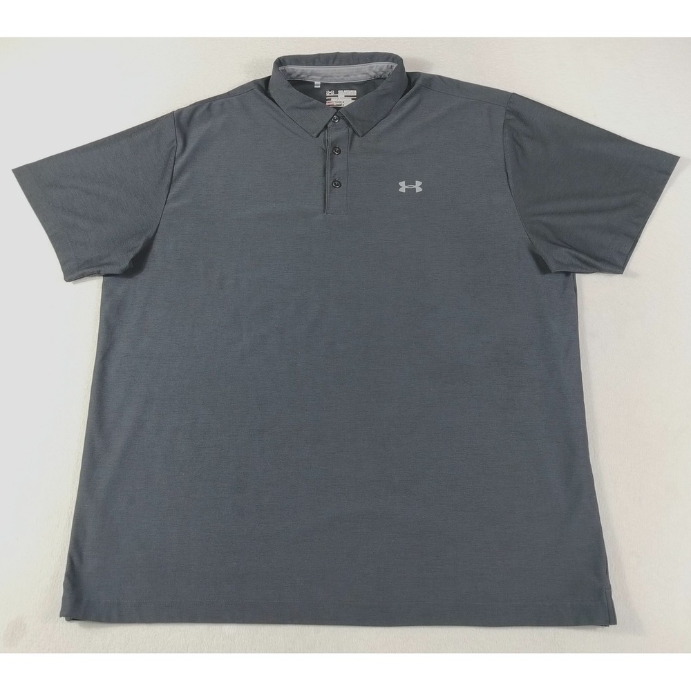 Under Armour Polo Shirt Mens 2XL Black Solid HeatGear Loose Golf Performance